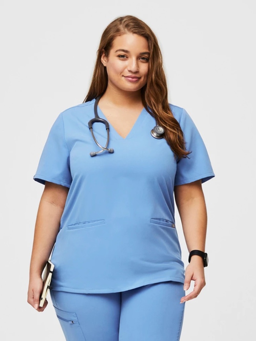 FIGS Technical Collection Scrub Top XXL Blue V-Neck Stretch Medical Uniform - Picture 9 of 9